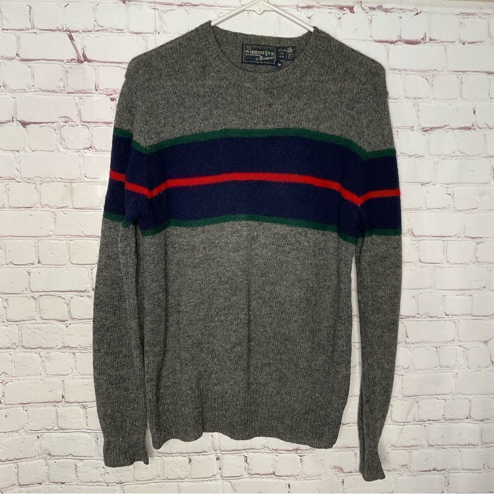 Woodstock Int. by Bernard Men's Size M 100%‎ Shetland Wool Sweater Gray Vintage